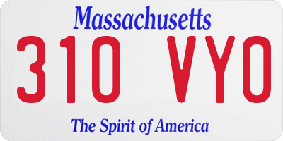 MA license plate 310VY0
