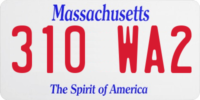 MA license plate 310WA2