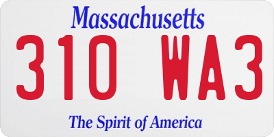 MA license plate 310WA3
