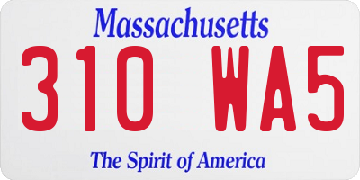 MA license plate 310WA5