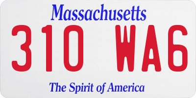 MA license plate 310WA6