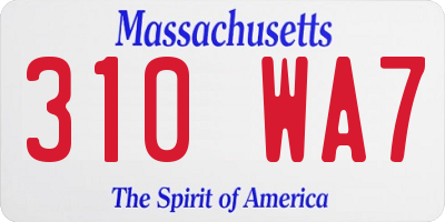 MA license plate 310WA7