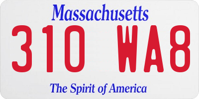 MA license plate 310WA8