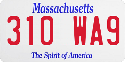 MA license plate 310WA9