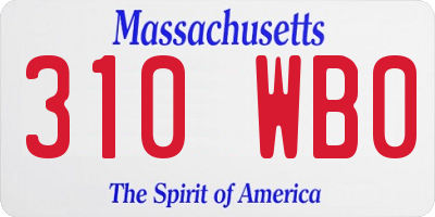 MA license plate 310WB0