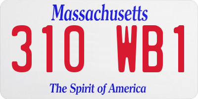 MA license plate 310WB1