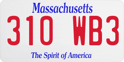 MA license plate 310WB3