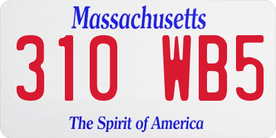 MA license plate 310WB5