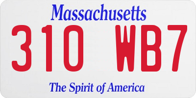 MA license plate 310WB7