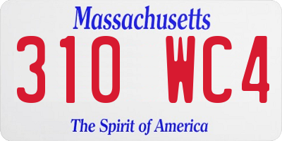 MA license plate 310WC4