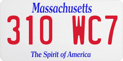 MA license plate 310WC7