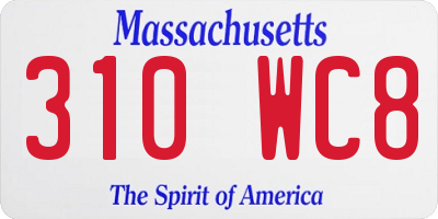 MA license plate 310WC8