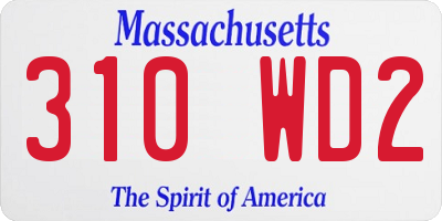 MA license plate 310WD2
