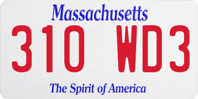 MA license plate 310WD3