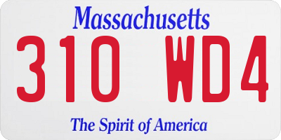 MA license plate 310WD4