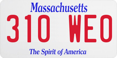 MA license plate 310WE0