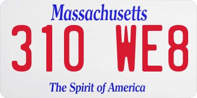 MA license plate 310WE8