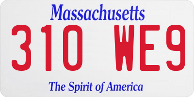 MA license plate 310WE9