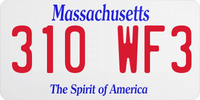 MA license plate 310WF3