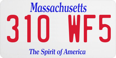 MA license plate 310WF5