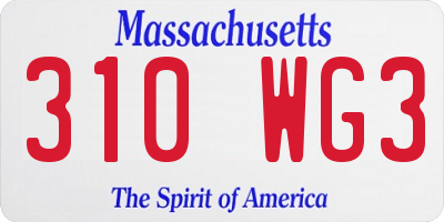 MA license plate 310WG3