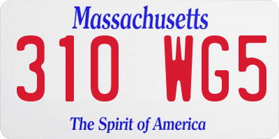 MA license plate 310WG5