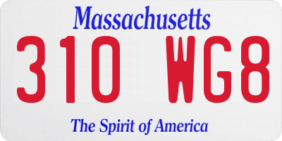 MA license plate 310WG8