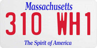 MA license plate 310WH1