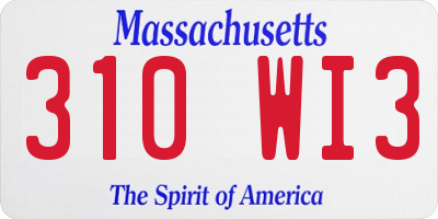 MA license plate 310WI3