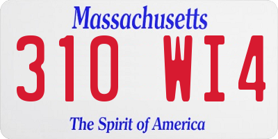 MA license plate 310WI4