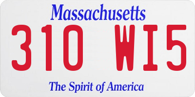 MA license plate 310WI5