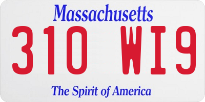 MA license plate 310WI9