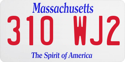 MA license plate 310WJ2