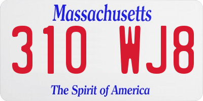 MA license plate 310WJ8