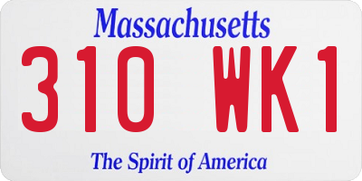 MA license plate 310WK1