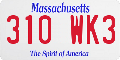 MA license plate 310WK3