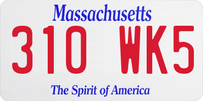 MA license plate 310WK5