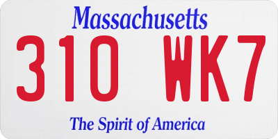 MA license plate 310WK7