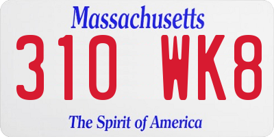 MA license plate 310WK8
