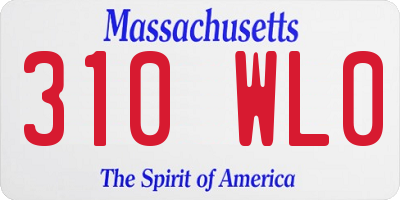 MA license plate 310WL0