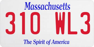 MA license plate 310WL3