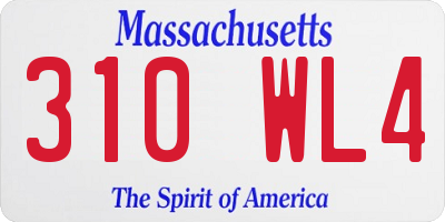 MA license plate 310WL4
