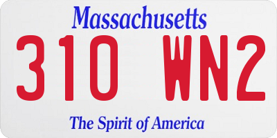 MA license plate 310WN2