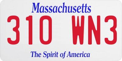 MA license plate 310WN3