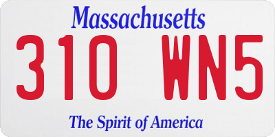 MA license plate 310WN5