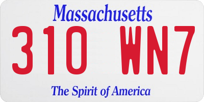 MA license plate 310WN7