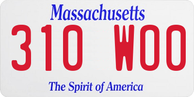 MA license plate 310WO0