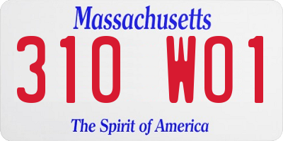 MA license plate 310WO1