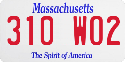 MA license plate 310WO2