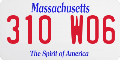 MA license plate 310WO6